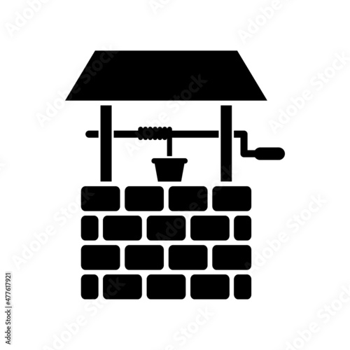 old well in flat icon

