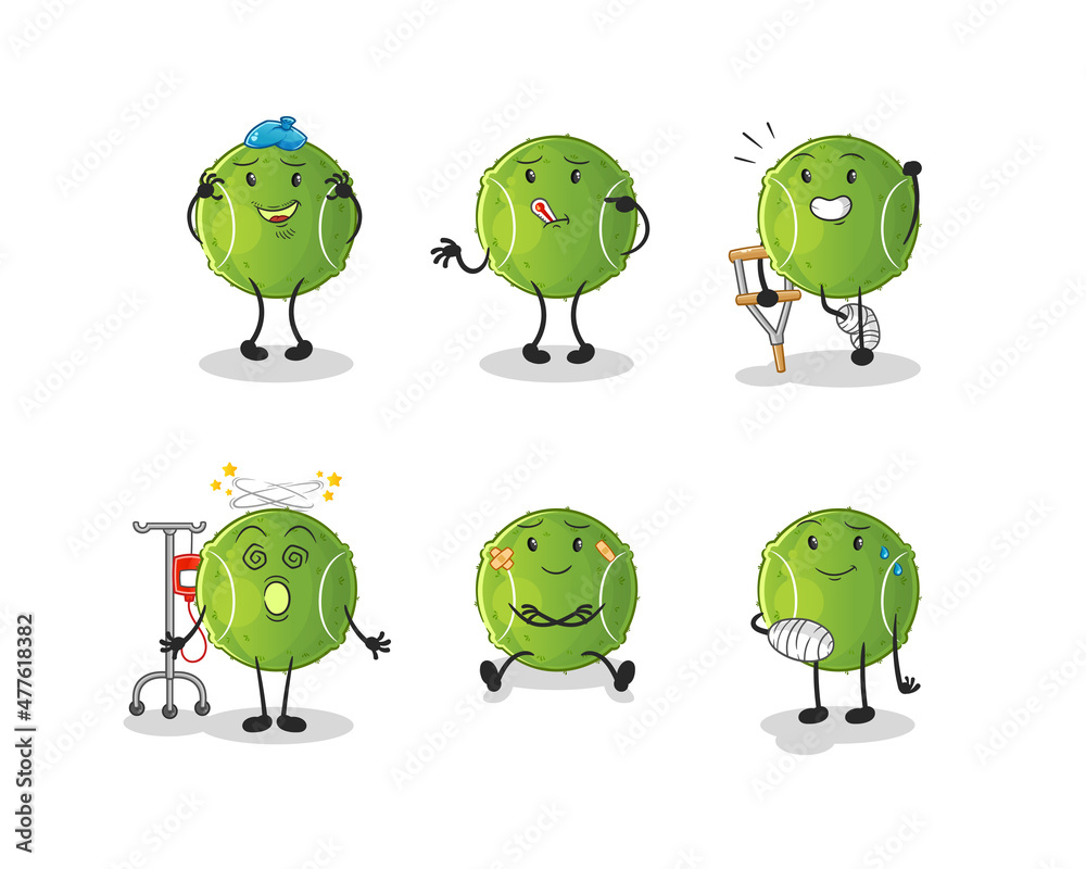 tennis ball sick group character. cartoon mascot vector tennis ball sick group character. cartoon mascot vector