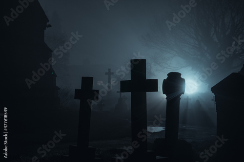 A spooky graveyard Fotobehang