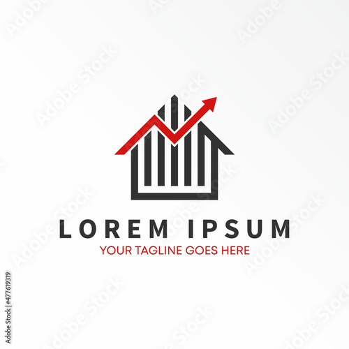 Line house or Home and arrow Trading image graphic icon logo design abstract concept vector stock. Can be used as a symbol related to property or value.