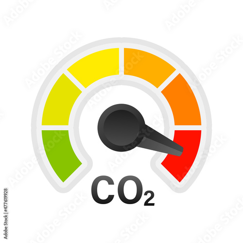 Illustration with co2 indicator. Ecology design on white background. Vector illustration.