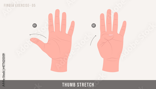  Thumb stretch exercise. wrist and finger stretching exercises.