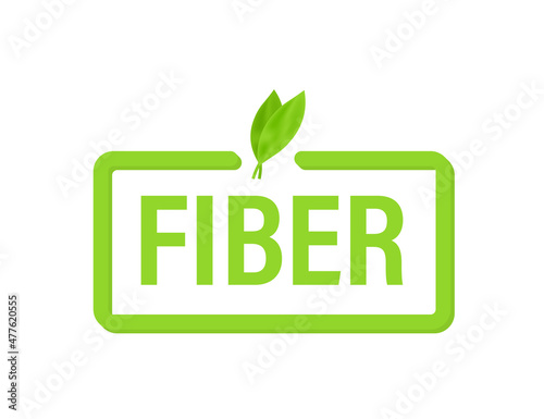Fiber Badge isolated on white background. Vegan Button. Vector stock illustration.