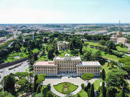 Beautiful view of part the Vatican complex from a viewpoint at the dome of St Peter's Basilica - Rome, Italy