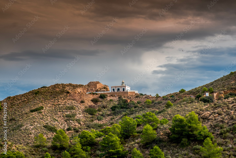 The Albir lighthouse in the Sierra Helada in Alicante, Spain