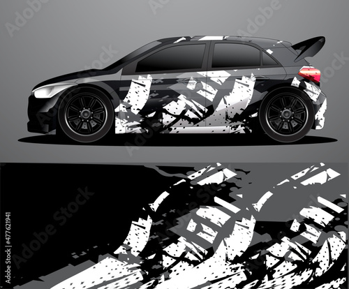 Rally car decal graphic wrap vector, abstract background