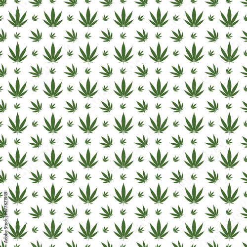 Seamless green Marijuana or Cannabis leaf pattern background