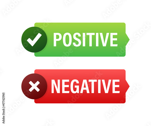 Positive and negative stamp for concept design. Covid pcr test vector line icon Illustration for medical design. . Checkmark right vector icon.