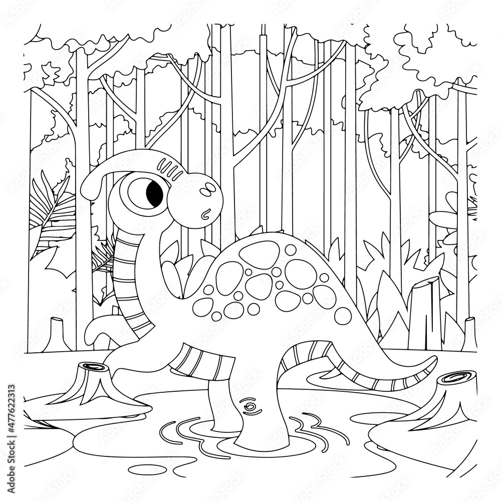 vector cute dinosaur kids activity coloring pages Stock Vector | Adobe