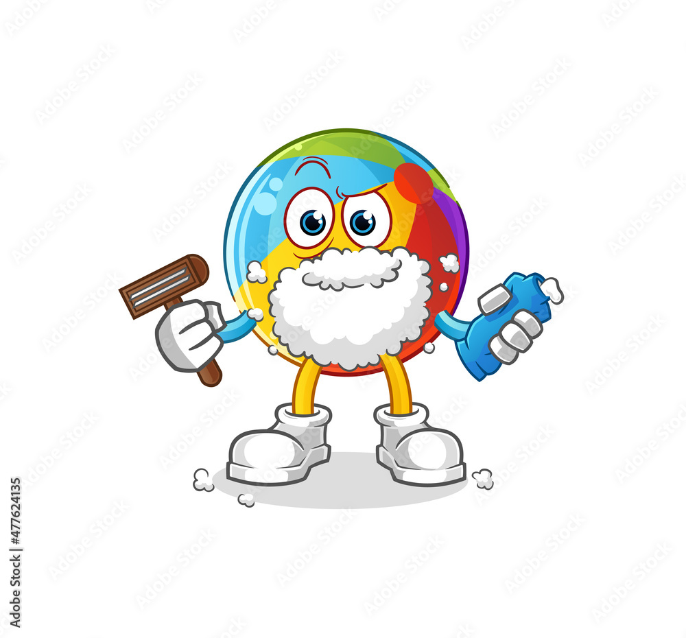 Fototapeta premium beach ball shave facial hair vector. cartoon character
