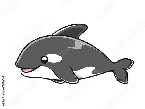 Cute Orca whale vector illustration. Killer whale cartoon clipart.