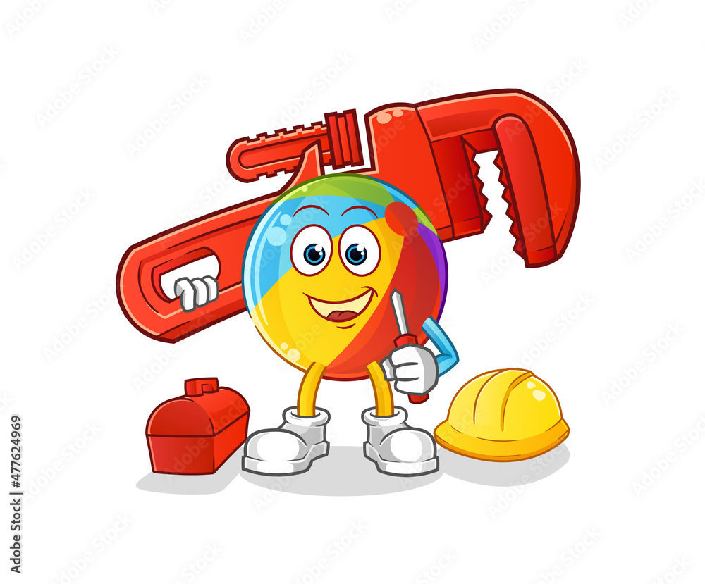 Fototapeta premium beach ball plumber cartoon. cartoon mascot vector