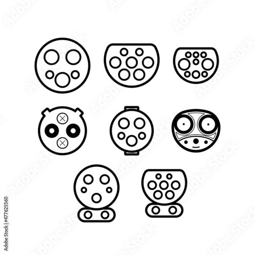 Illustration with green charge car ports. Symbol, logo illustration.