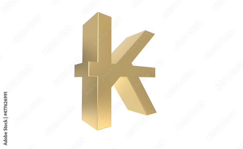 Currency symbol of Laos, Laos Kip sign in Gold - 3d rendering, 3d Illustration Currency symbol of Laos, Laos Kip sign in Gold - 3d rendering, 3d Illustration