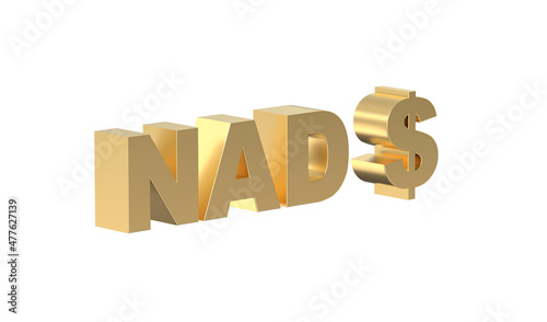 Currency symbol of Namibia, Namibia dollar sign in Gold - 3d rendering, 3d Illustration