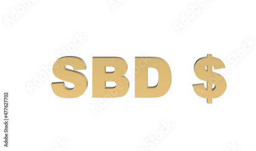 Currency symbol of Solomon islands,  Solomon islands dollar sign in Gold - 3d rendering, 3d Illustration