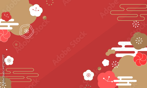 梅・霞の日本・和風・お正月背景・バナー素材