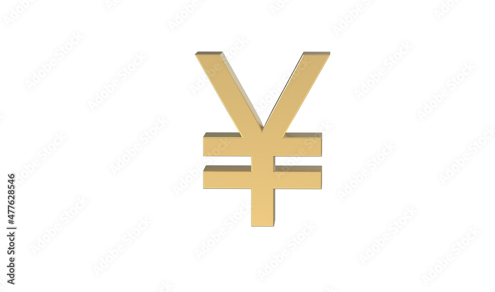 Currency symbol of China ,China yuan renminbi sign in Gold - 3d rendering, 3d Illustration Currency symbol of China ,China yuan renminbi sign in Gold - 3d rendering, 3d Illustration