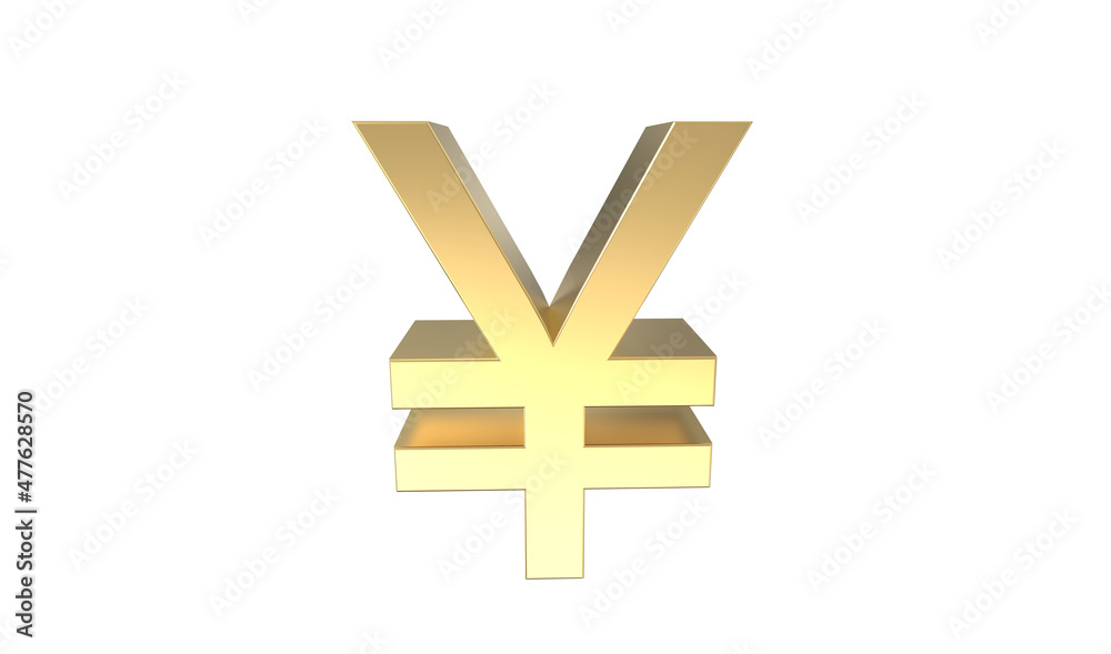 Currency symbol of China ,China yuan renminbi sign in Gold - 3d rendering, 3d Illustration Currency symbol of China ,China yuan renminbi sign in Gold - 3d rendering, 3d Illustration
