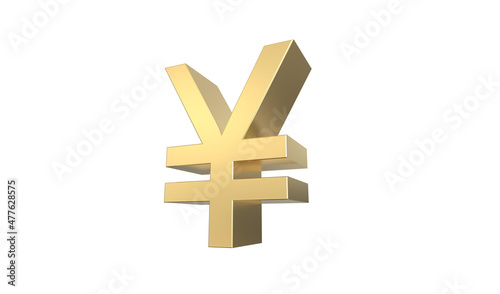 Currency symbol of China ,China yuan renminbi sign in Gold - 3d rendering, 3d Illustration