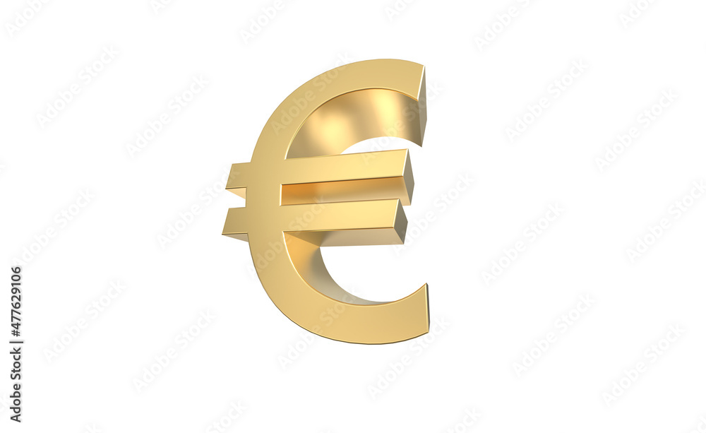 Currency symbol of European union , Euro sign in Gold - 3d rendering, 3d Illustration Currency symbol of European union , Euro sign in Gold - 3d rendering, 3d Illustration