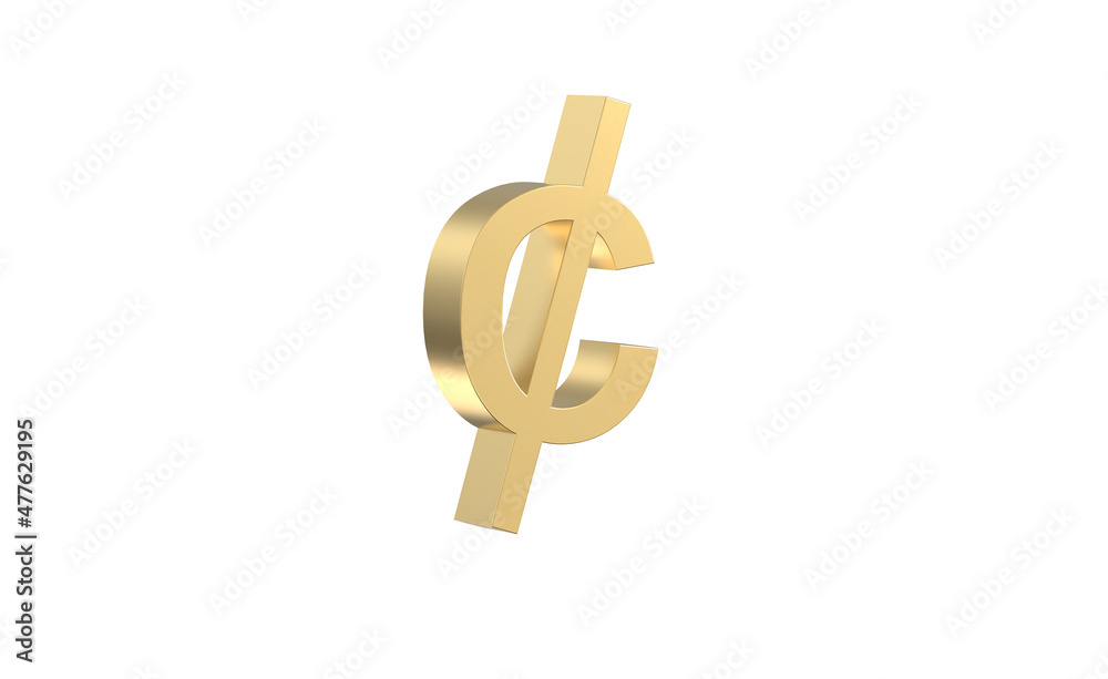 Currency symbol of Ghana, Ghanaian cedi sign in Gold - 3d rendering, 3d Illustration Currency symbol of Ghana, Ghanaian cedi sign in Gold - 3d rendering, 3d Illustration