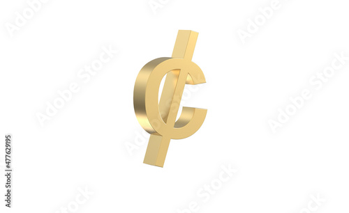 Currency symbol of Ghana, Ghanaian cedi sign in Gold - 3d rendering, 3d Illustration 