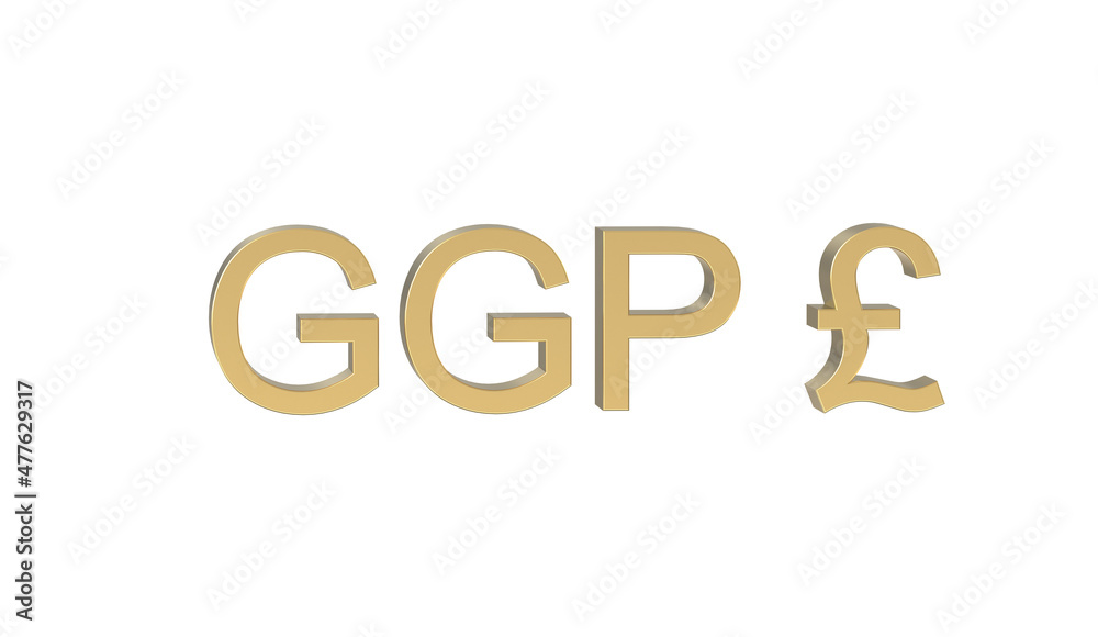 Currency symbol of guernsey, guernsey pound sign in Gold - 3d rendering, 3d Illustration Currency symbol of guernsey, guernsey pound sign in Gold - 3d rendering, 3d Illustration