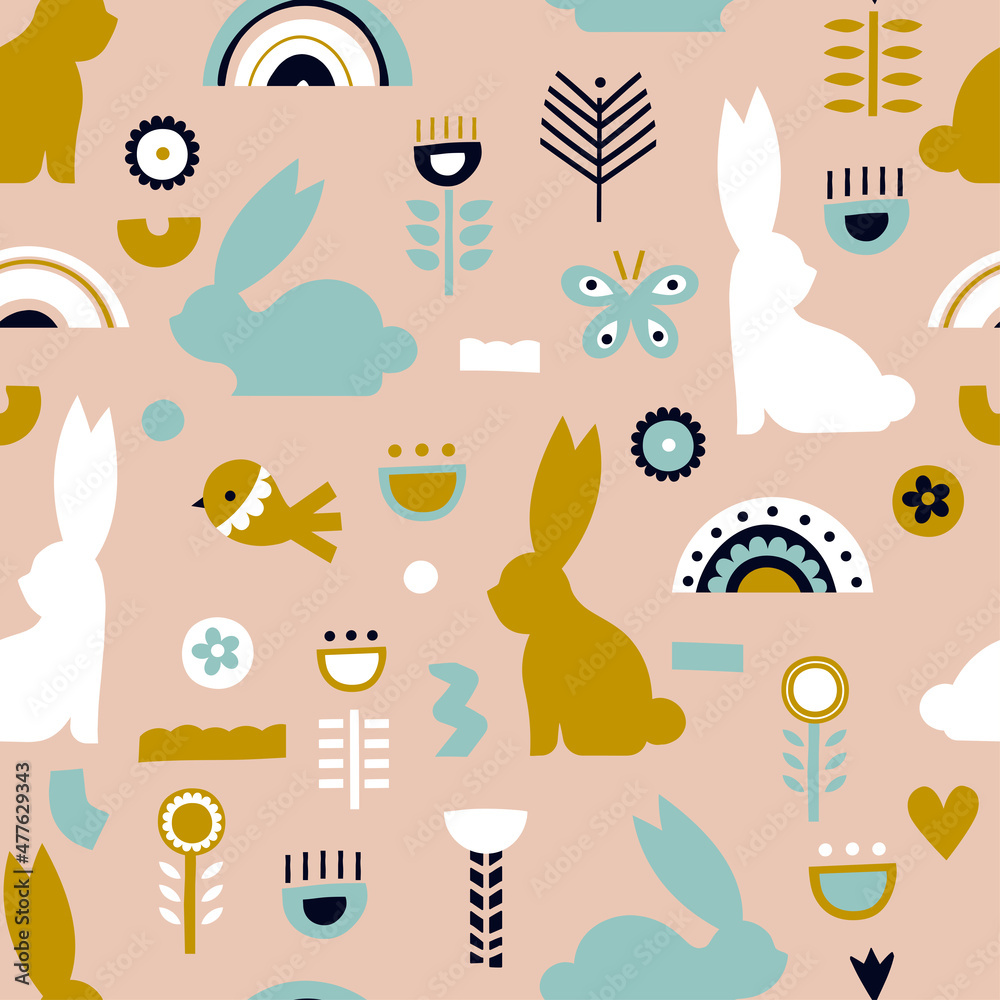 seamless pattern with rabbits seamless pattern with rabbits