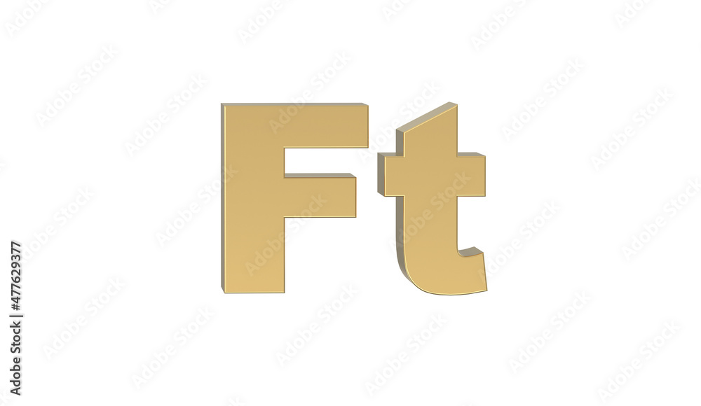 Currency symbol of Hungary, Hungary forint sign in Gold - 3d rendering, 3d Illustration Currency symbol of Hungary, Hungary forint sign in Gold - 3d rendering, 3d Illustration