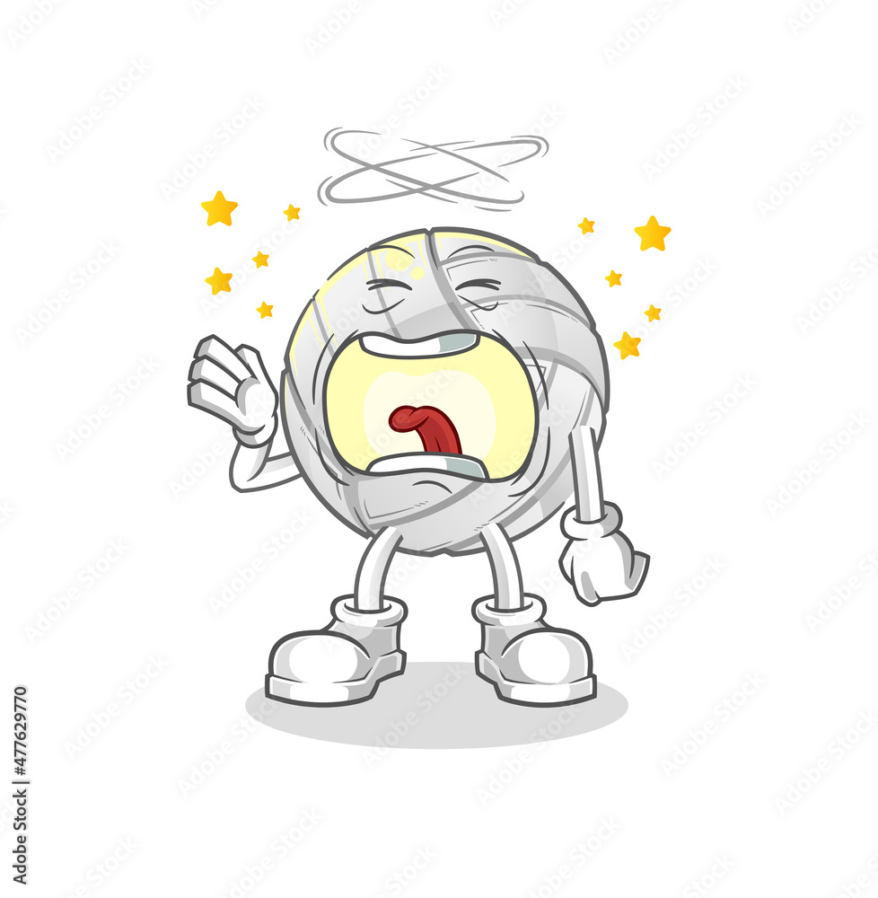 Obraz premium volleyball yawn character. cartoon mascot vector