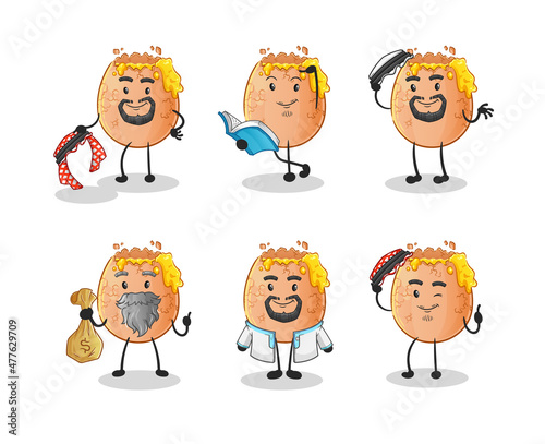 broken egg arab character. cartoon mascot vector