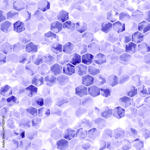 Purple and white hexagon pattern geometric marble