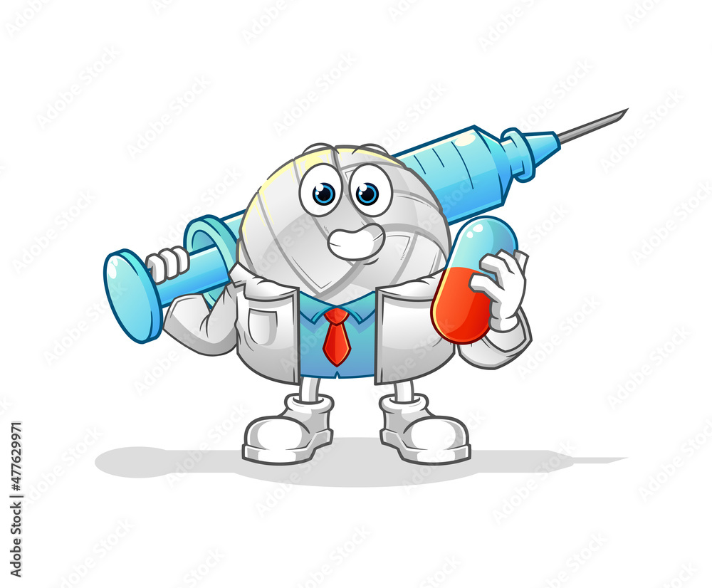 volleyball doctor holding medichine and injection volleyball doctor holding medichine and injection