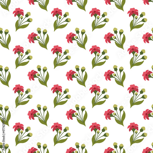 Vector Surface Pattern Design for Spring and Summer Theme. Sandalwood Botanical Motifs on White Background. Print for Textile, Home Decor