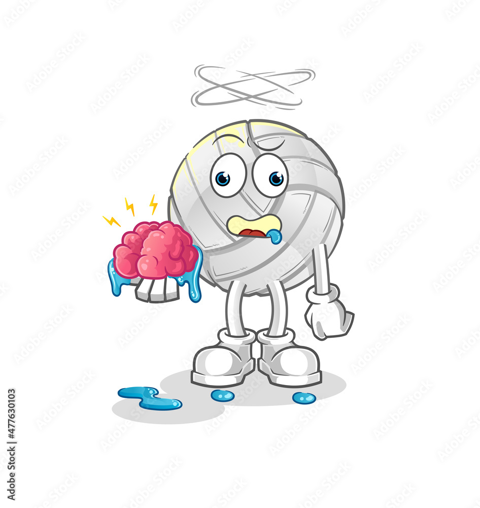 volleyball no brain vector. cartoon character