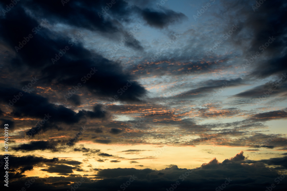 Colorful abstract clouds at sunset.