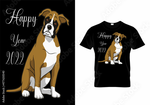 Happy New Year Boxer Dogs T-shirt Design