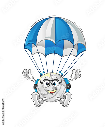 volleyball skydiving character. cartoon mascot vector