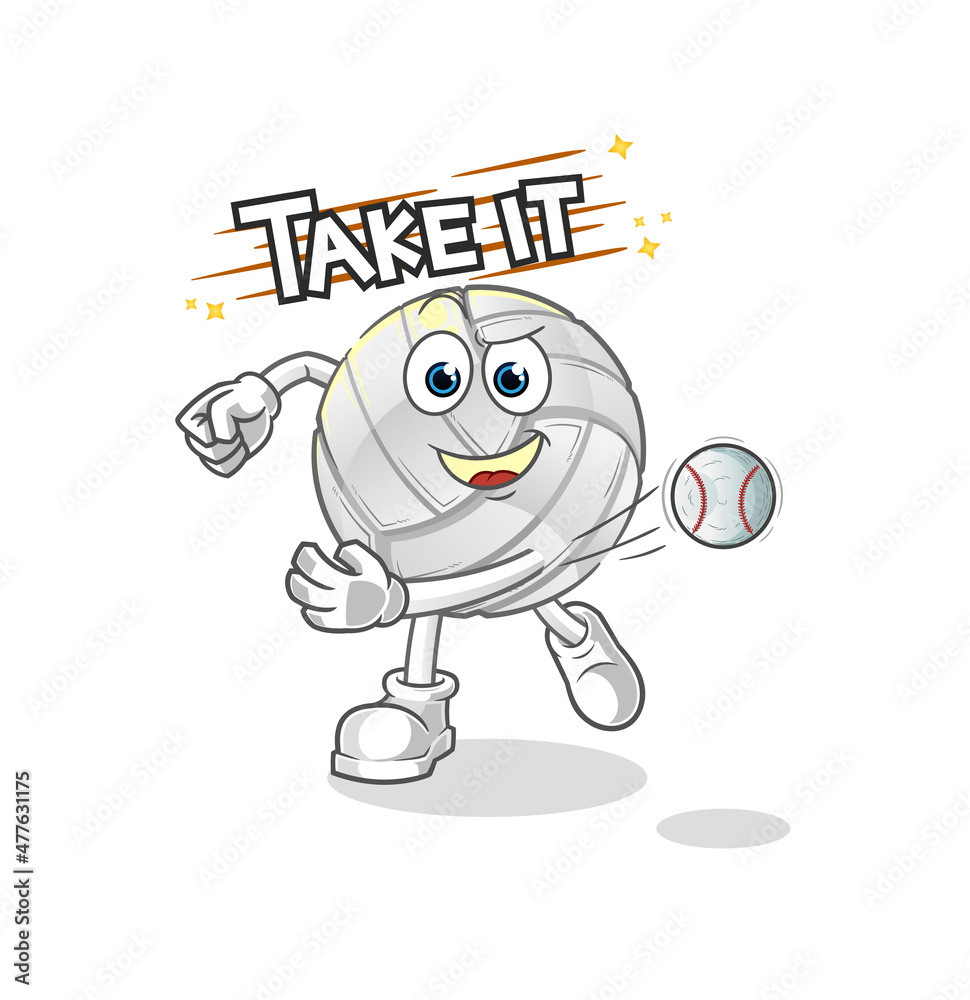 Fototapeta premium volleyball throwing baseball vector. cartoon character