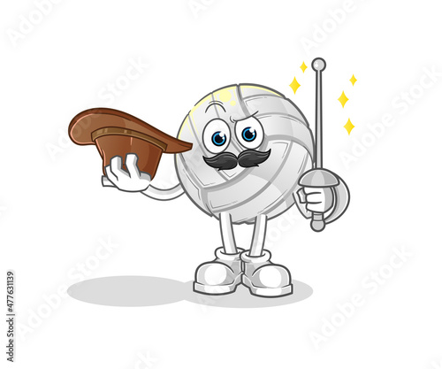 volleyball fencer character. cartoon mascot vector
