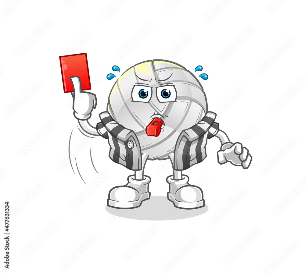 volleyball referee with red card illustration. character vector