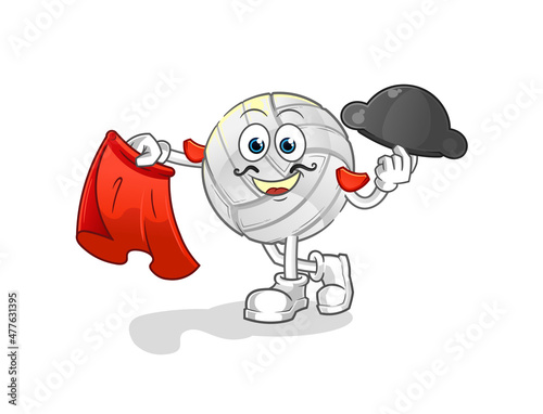 volleyball matador with red cloth illustration. character vector
