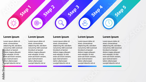 Vector infographic label template with icons. 5 options or steps. Infographics for business concept. Can be used for info graphics, flow charts, presentations, web sites, banners, printed materials.