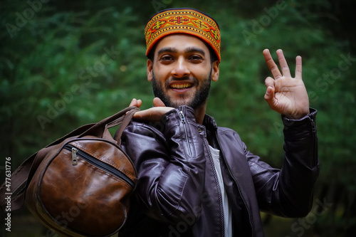 With the gym bag Himachali Boy - Stock Images stock photo photo
