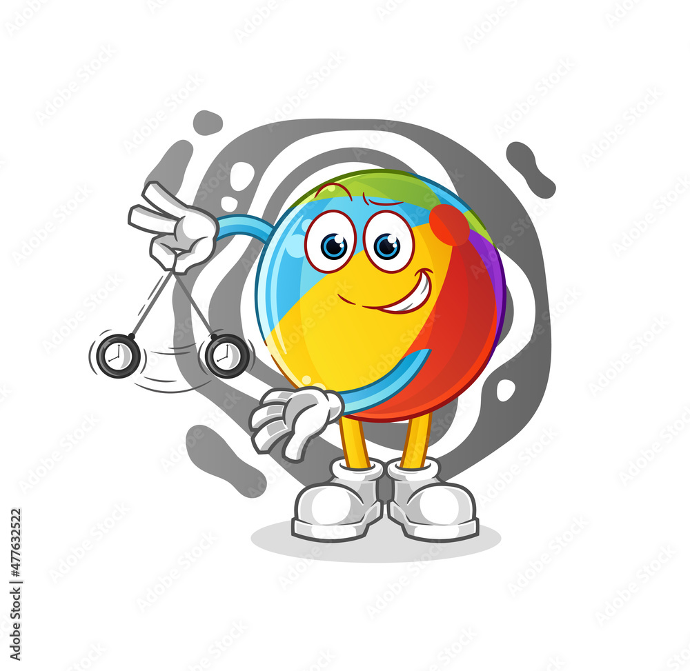 beach ball hypnotizing cartoon. cartoon mascot vector beach ball hypnotizing cartoon. cartoon mascot vector
