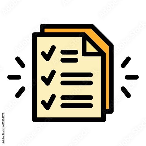 Assignment paper icon. Outline assignment paper vector icon color flat isolated