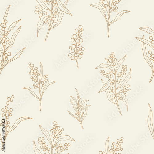 Hand drawn wattle seamless pattern