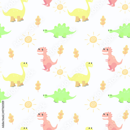 Seamless pattern of cute dinosaur. can be used for wallpaper, wrapping paper, apparel, baby cloth, bed sheet, nursery interior, book cover