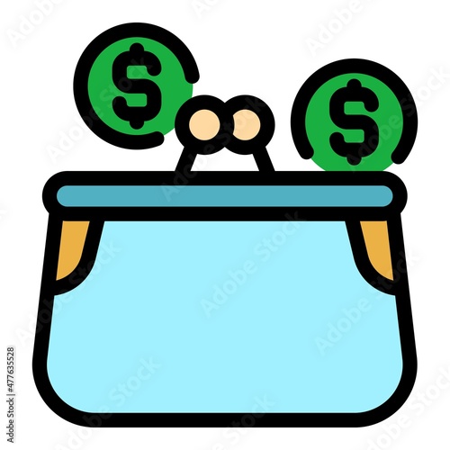 Wallet monetization icon. Outline wallet monetization vector icon color flat isolated